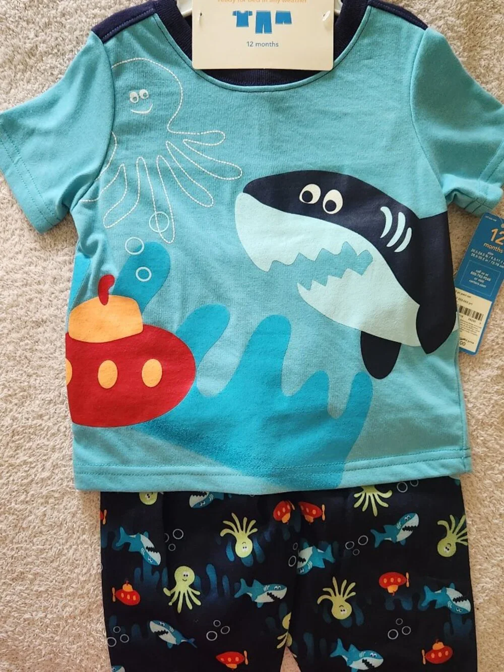 Carter's Boys' 3-Pc Shark Pajama Set